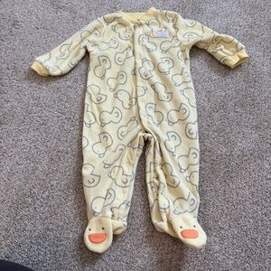 Carter's Fleece PJs with Yellow Ducks Graphic 9 months baby